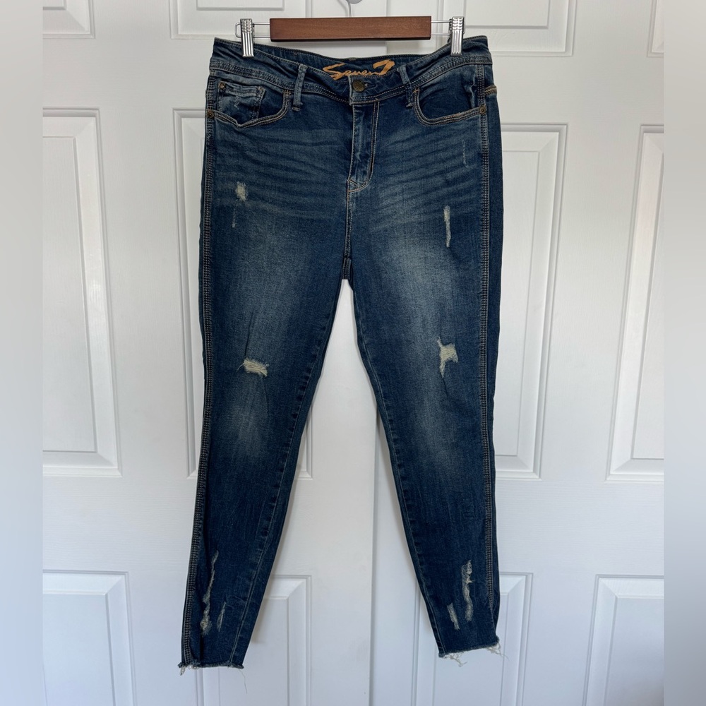Seven7 Skinny Legging Jeans Women’s 12 Blue Dark Wash Denim Mid Rise 5 Pockets‎